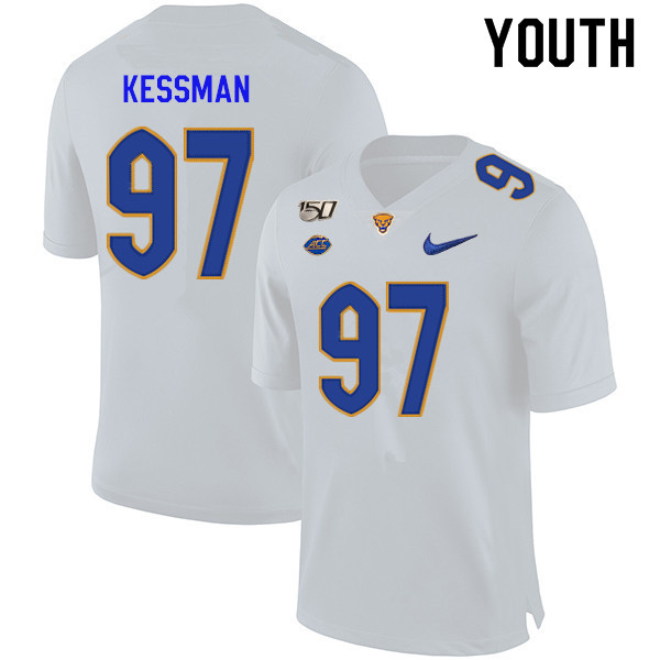 2019 Youth #97 Alex Kessman Pitt Panthers College Football Jerseys Sale-White